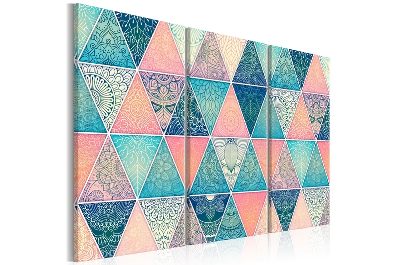 Tavla Oriental Triangles 3 Parts 90x60, Artgeist sp. z o. o.