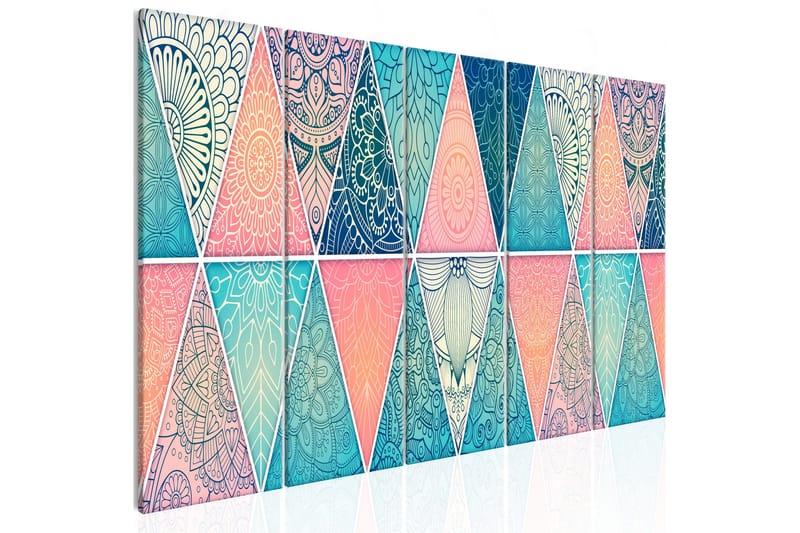 Tavla Oriental Triangles 5 Parts Narrow 200x80, Artgeist sp. z o. o.