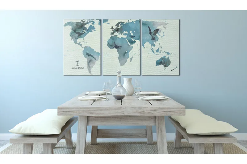 Tavla Ornitologiska Världskarta 120x60 - Artgeist sp. z o. o. - Inredning & dekor - Tavlor & konst - Canvastavla
