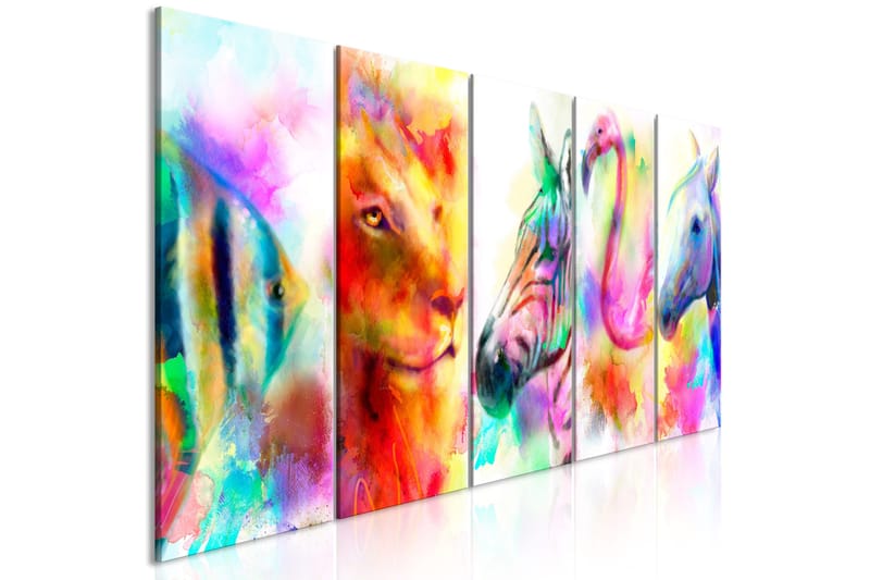Tavla Rainbow Watercolours 5 Parts Narrow 200x80, Artgeist sp. z o. o.