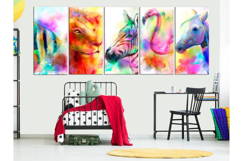 Tavla Rainbow Watercolours 5 Parts Narrow 200x80 - Artgeist sp. z o. o. - Inredning & dekor - Tavlor & konst - Canvastavla