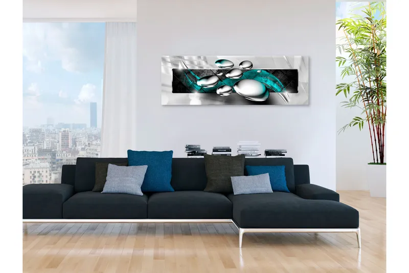Tavla Shiny Stones (1 Part) Narrow Turquoise 135x45, Artgeist sp. z o. o.