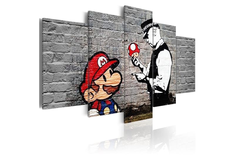 Tavla Super Mario Mushroom Cop Banksy 100x50, Artgeist sp. z o. o.