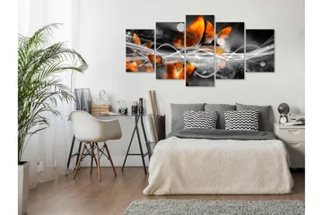 Tavla Swarm Of Butterflies 5 Parts Wide Grey 200x100 - Artgeist sp. z o. o. - Inredning & dekor - Tavlor & konst - Canvastavla