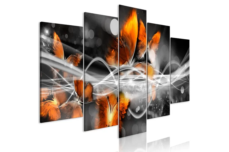 Tavla Swarm Of Butterflies 5 Parts Wide Grey 200x100, Artgeist sp. z o. o.