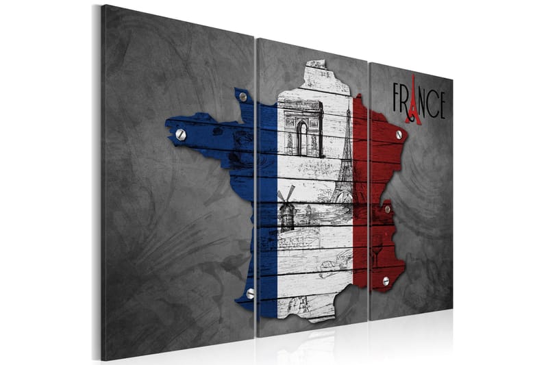 Tavla Symboler Frankrike Triptych 60x40 - Artgeist sp. z o. o. - Inredning & dekor - Tavlor & konst - Canvastavla