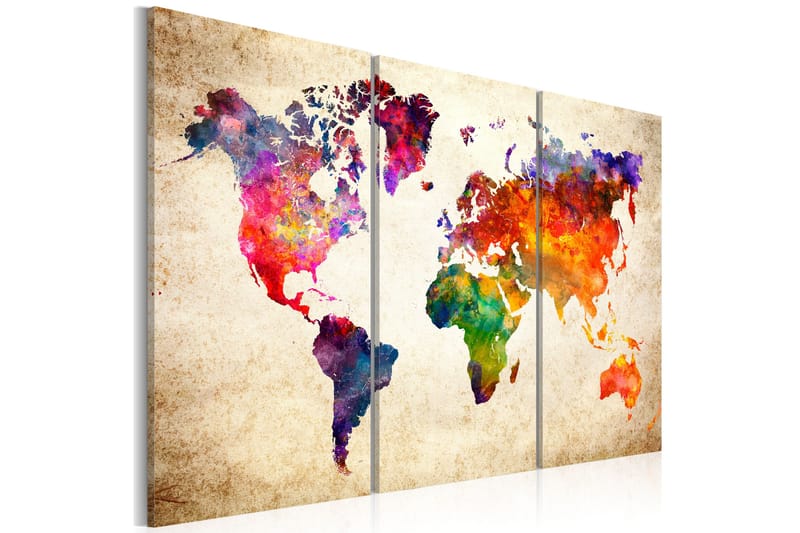 Tavla The World's Map In Watercolor 90x60, Artgeist sp. z o. o.
