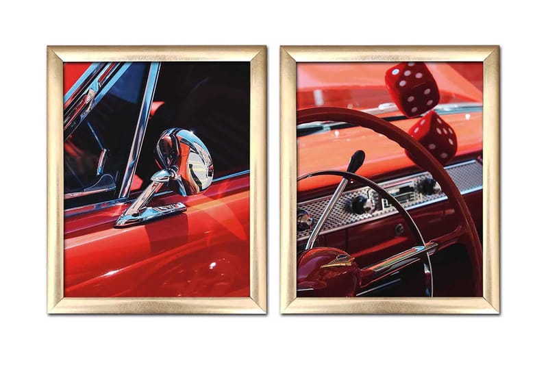 Tavla Transportation med Ram 2-pack Flerfärgad, 23,5x28,5 cm