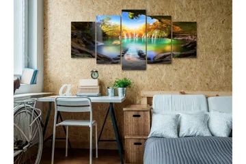 Tavla Turquoise Lake 5 Parts Wide 200x100 - Artgeist sp. z o. o. - Inredning & dekor - Tavlor & konst - Canvastavla