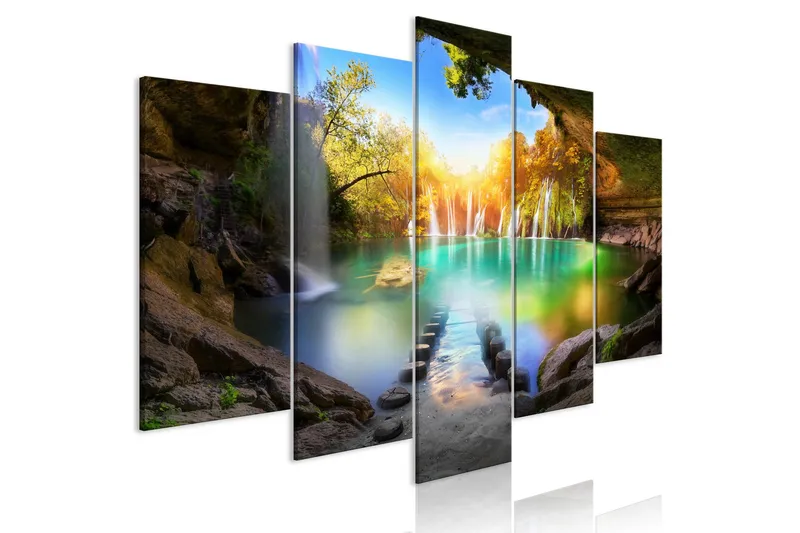 Tavla Turquoise Lake 5 Parts Wide 200x100, Artgeist sp. z o. o.