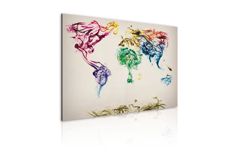 Tavla Världskartan Färgad Rök Spår 60x40, Artgeist sp. z o. o.