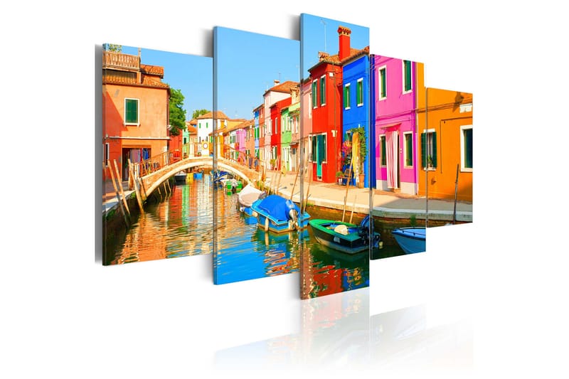 Tavla Waterfront In Rainbow Colors 200x100, Artgeist sp. z o. o.