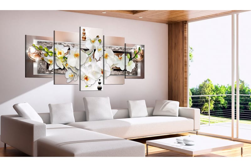 Tavla White Abstract Orchid 100x50 - Artgeist sp. z o. o. - Inredning & dekor - Tavlor & konst - Canvastavla