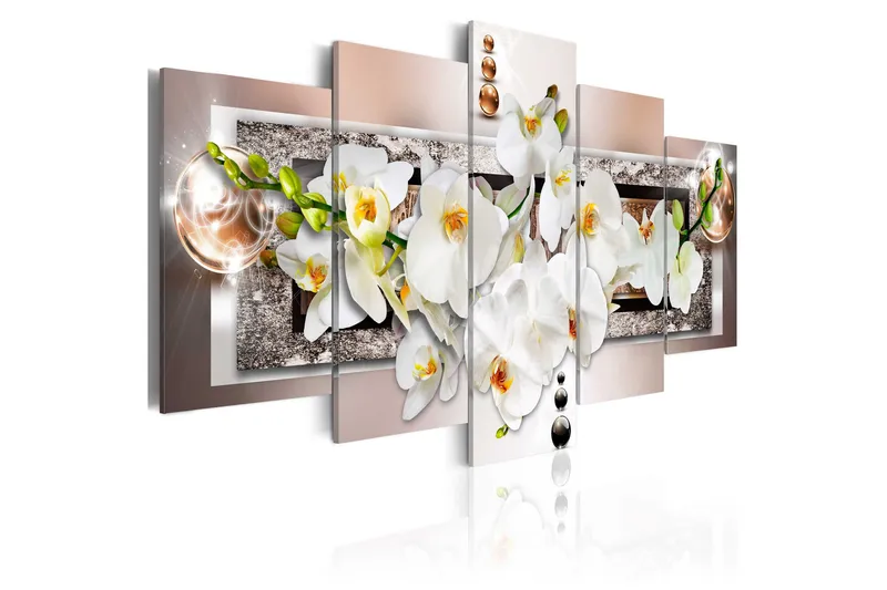 Tavla White Abstract Orchid 100x50, Artgeist sp. z o. o.