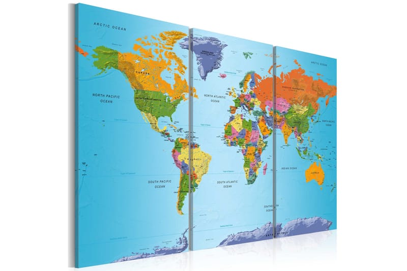 Tavla World Map Colourful Note 120x80, Artgeist sp. z o. o.