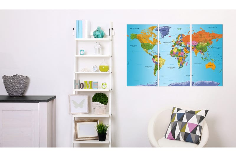 Tavla World Map Colourful Note 120x80 - Artgeist sp. z o. o. - Inredning & dekor - Tavlor & konst - Canvastavla