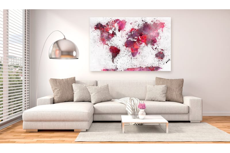Tavla World Map: Red Watercolors (1 Part) Wide 120x80, Artgeist sp. z o. o.