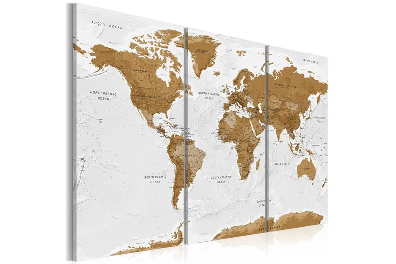 Tavla World Map White Poetry 120x80, Artgeist sp. z o. o.