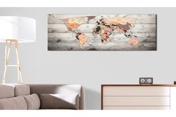 Tavla World Maps Wooden Travels 135x45 cm - Inredning & dekor - Tavlor & konst - Canvastavla