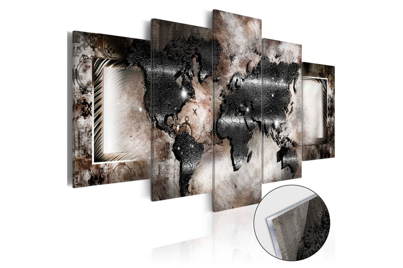Tavla På Akryl Graphite Map 100X50 Brun|Brons - Artgeist sp. z o. o. - Inredning & dekor - Tavlor & konst