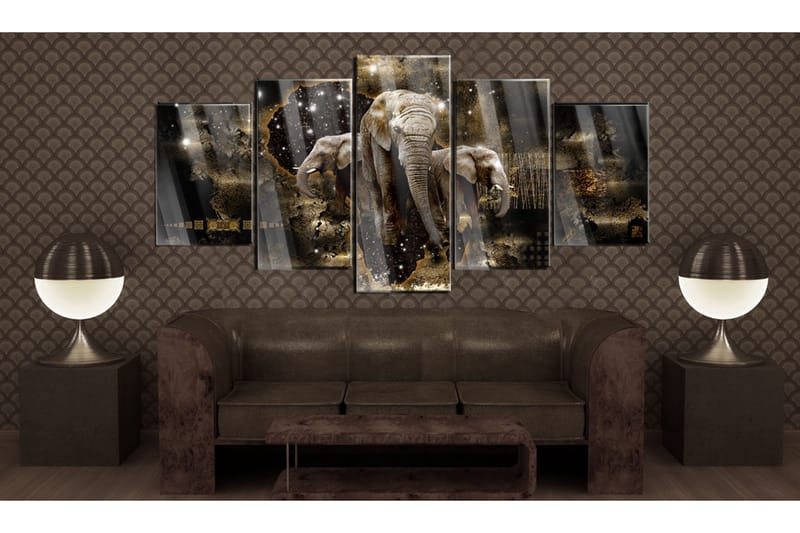 Tavla På Akryl Brown Elephants 100x50 - Artgeist sp. z o. o. - Inredning & dekor - Tavlor & konst