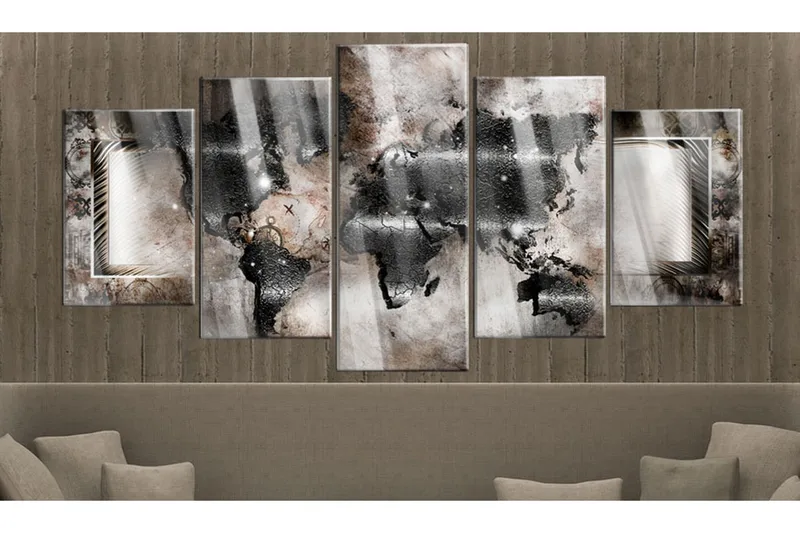 Tavla På Akryl Graphite Map 100X50 Brun|Brons - Artgeist sp. z o. o. - Inredning & dekor - Tavlor & konst