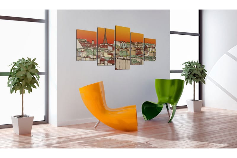 Tavla Parisian Sky In Orange Colour 200x100 - Artgeist sp. z o. o. - Inredning & dekor - Tavlor & konst - Canvastavla