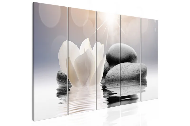 Tavla Pebbles In Water 5 Parts Narrow 225x90, Artgeist sp. z o. o.