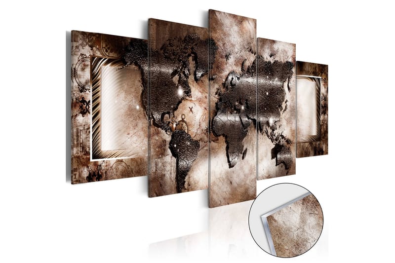 Tavla På Akryl Platinum Map 100X50 Brun - Artgeist sp. z o. o. - Inredning & dekor - Tavlor & konst