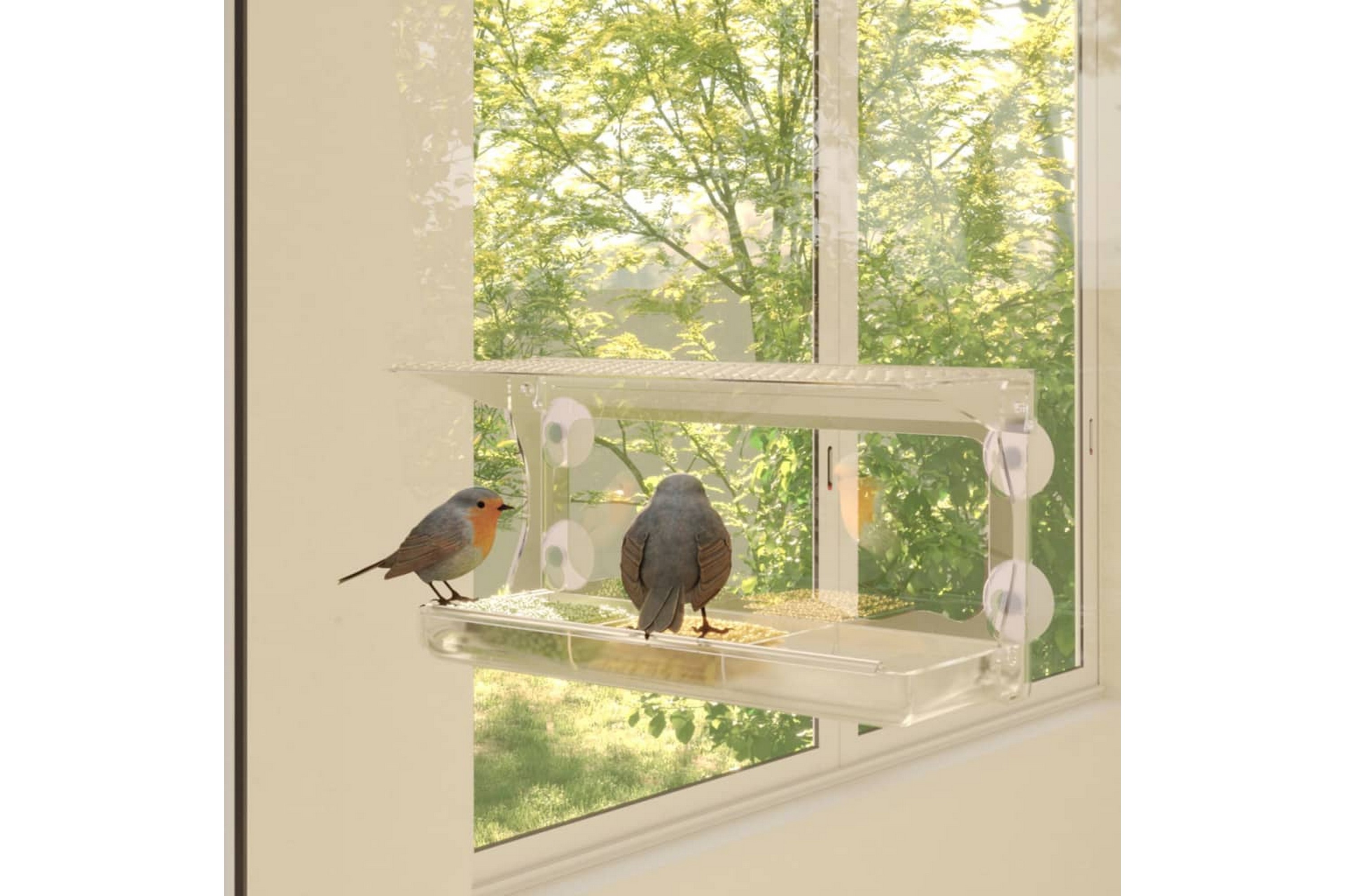 Fågelmatare för fönster 2 st akryl 30x12x15 cm – Transparent