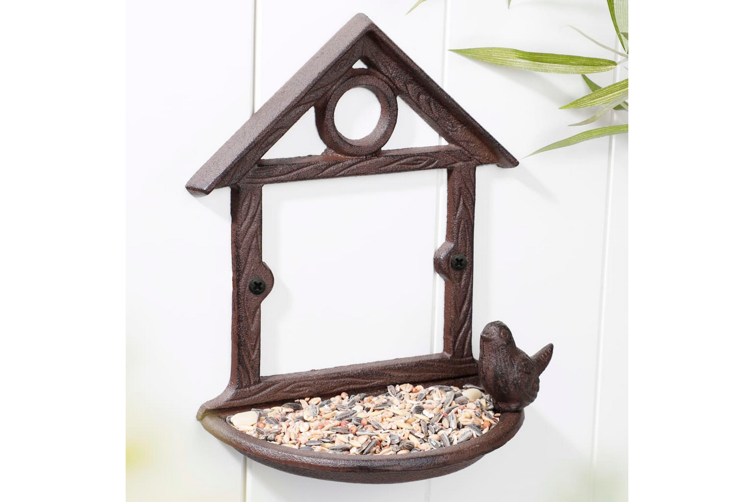 HI Hängande fågelmatare husdesign 18 cm brun – Brun
