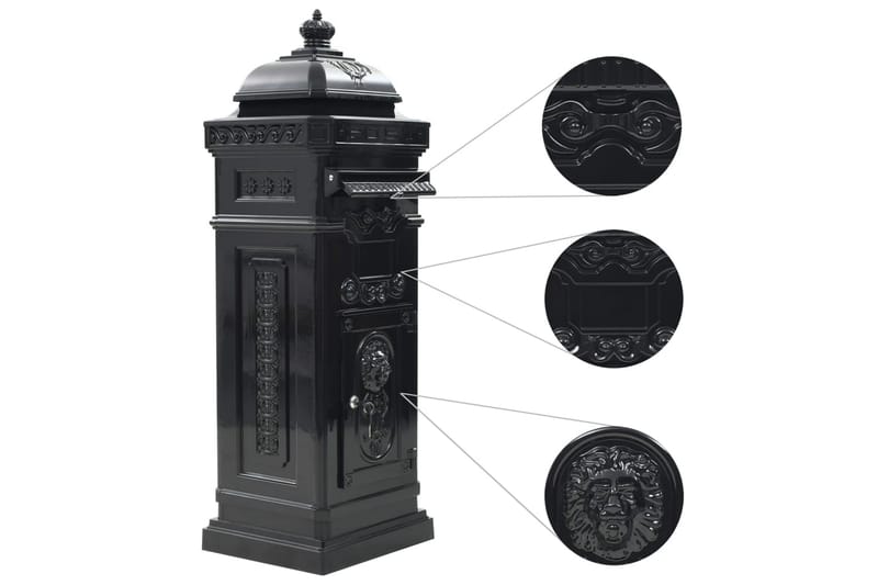 Markpostlåda vintage stil rostfri aluminium svart - Svart - Inredning & dekor - Trädgårdsdekoration - Postlåda & post - Brevlåda