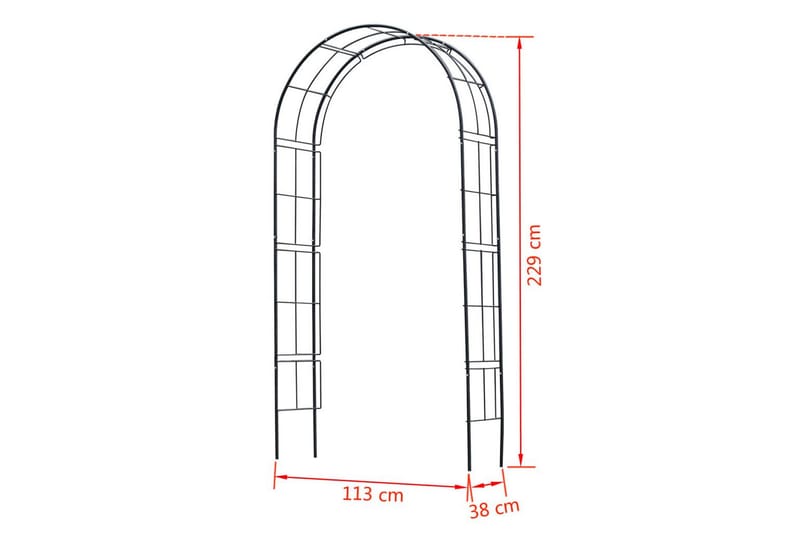 Nature Rosenbåge metall 229x38x113 cm svart - Svart - Rosenbåge