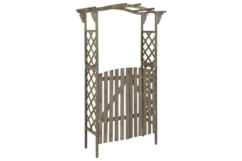 Pergola med grind 116x40x204 cm grå massivt granträ - Grå - Inredning & dekor - Trädgårdsdekoration - Rosenbåge