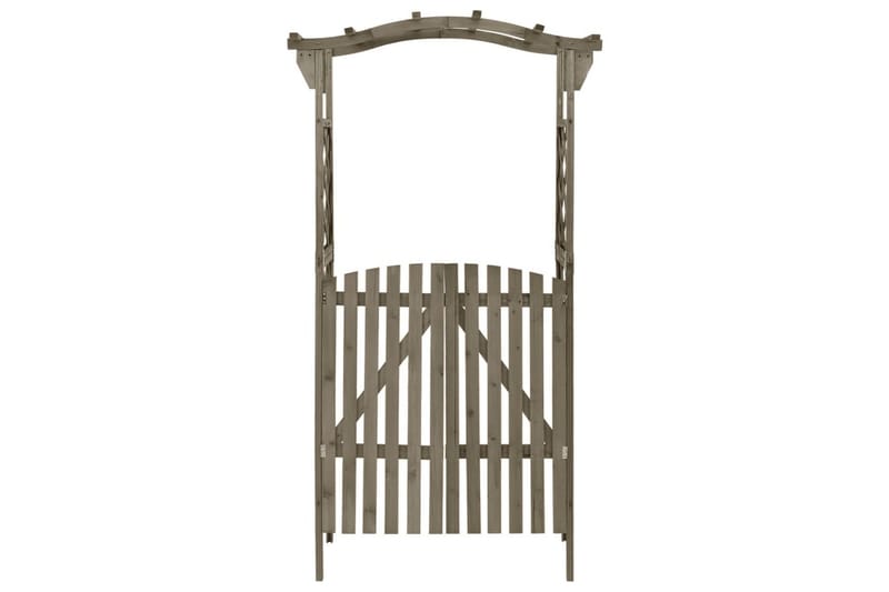 Pergola med grind 116x40x204 cm grå massivt granträ - Grå - Inredning & dekor - Trädgårdsdekoration - Rosenbåge