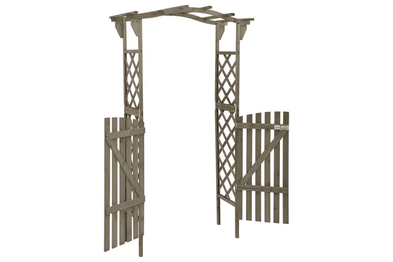 Pergola med grind 116x40x204 cm grå massivt granträ - Grå - Inredning & dekor - Trädgårdsdekoration - Rosenbåge
