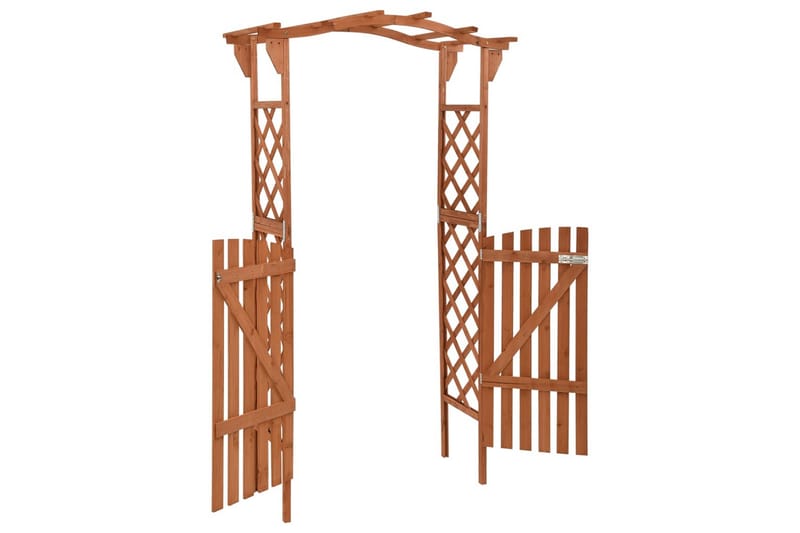 Pergola med grind 116x40x204 cm massivt granträ - Brun - Utemöbler - Övrigt utemöbler - Tillbehör - Staket & grindar