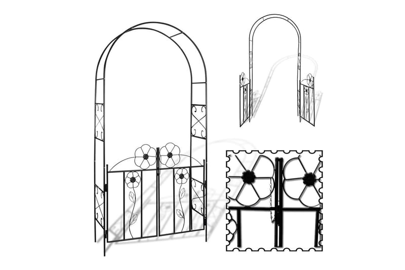 Pergola med grind - Svart - Inredning & dekor - Trädgårdsdekoration - Rosenbåge