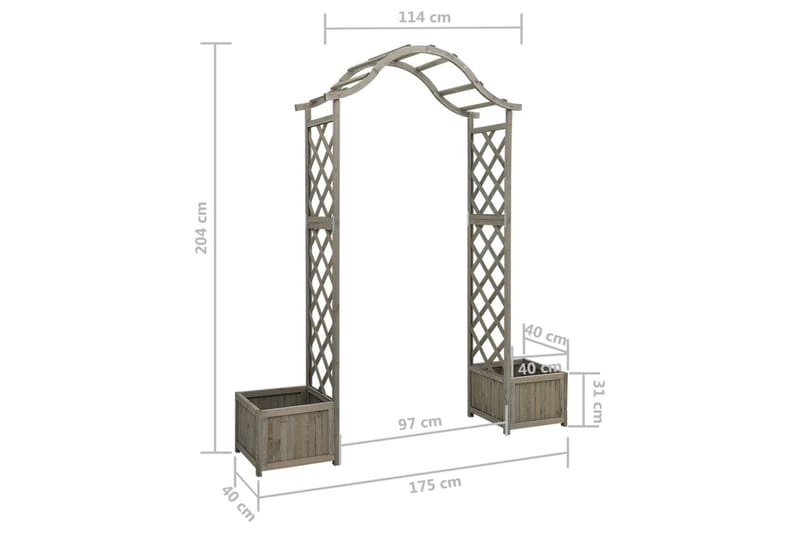 Pergola med odlingslåda grå massivt granträ - Grå - Inredning & dekor - Trädgårdsdekoration - Rosenbåge