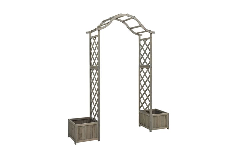 Pergola med odlingslåda grå massivt granträ - Grå - Inredning & dekor - Trädgårdsdekoration - Rosenbåge