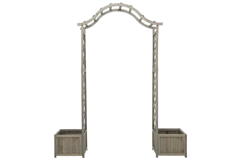 Pergola med odlingslåda grå massivt granträ - Grå - Inredning & dekor - Trädgårdsdekoration - Rosenbåge
