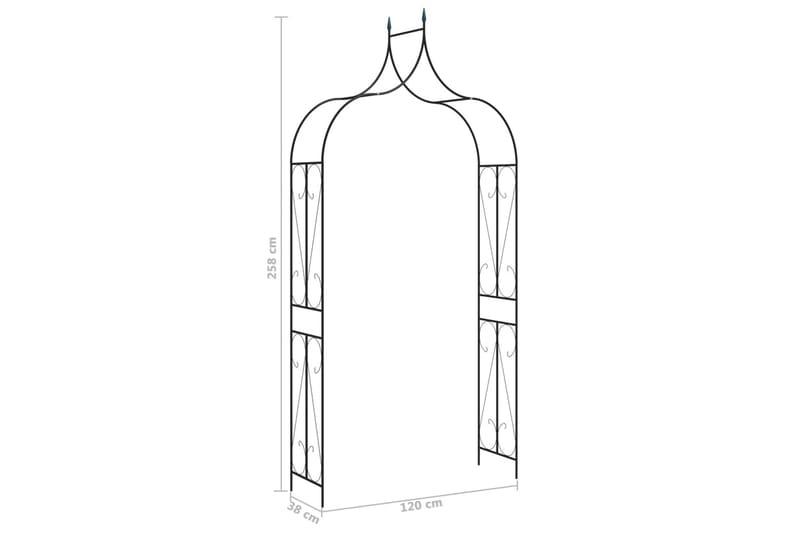 Trädgårdsbåge mörkgrön 120x38x258 cm järn - Grön - Rosenbåge