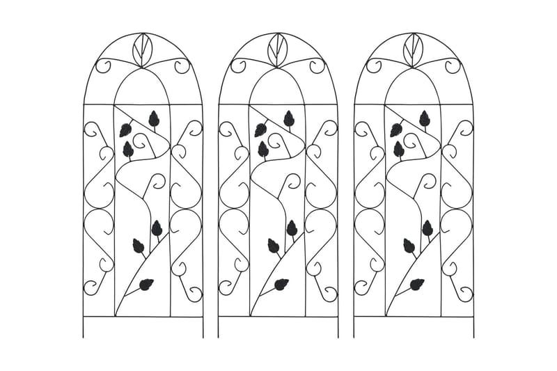 Växtstöd 3 st svart 40x100 cm järn - Svart - Inredning & dekor - Trädgårdsdekoration - Rosenbåge