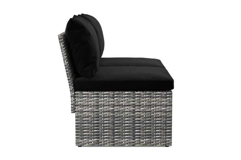 Bahamas Liten Balkongsoffa med dynor och pallar i konstrotting - Grå - Utemöbler - Utesoffor & bänkar - Loungesoffa