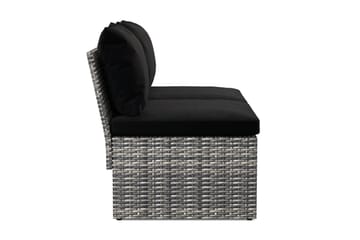 Bahamas Liten Balkongsoffa med dynor och pallar i konstrotting - Grå - Utemöbler - Utesoffor & bänkar - Loungesoffa