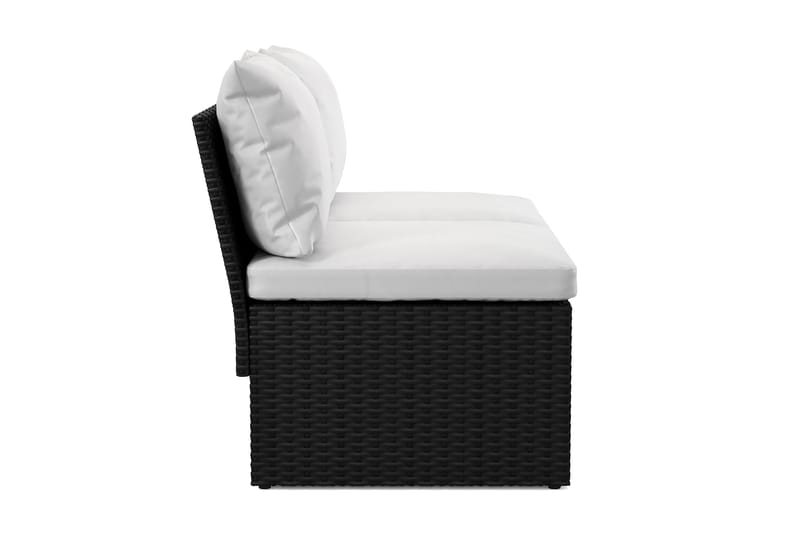 Bahamas Liten Balkongsoffa med dynor och pallar i konstrotting - Svart - Utemöbler - Utesoffor & bänkar - Loungesoffa