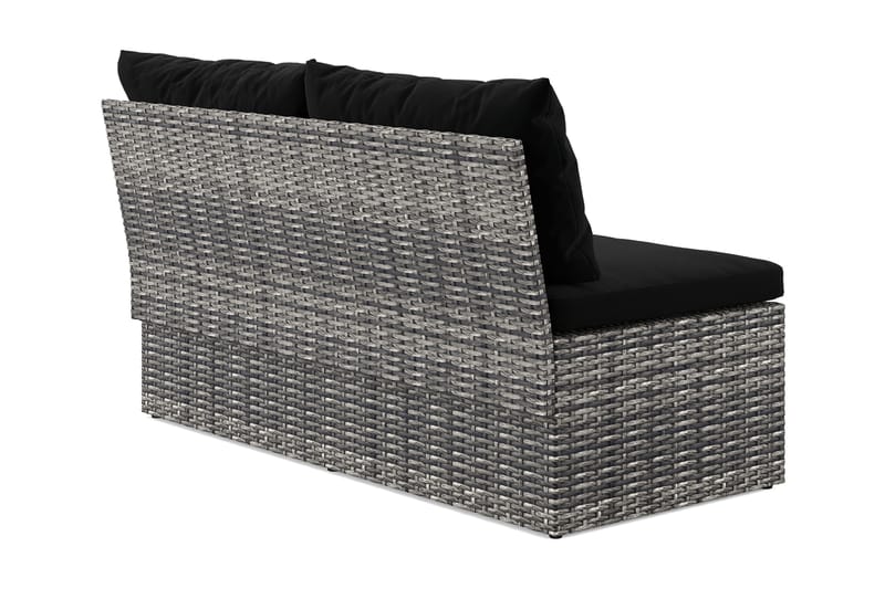 Bahamas Liten Balkongsoffa med dynor och pallar i konstrotting - Grå - Utemöbler - Utesoffor & bänkar - Loungesoffa