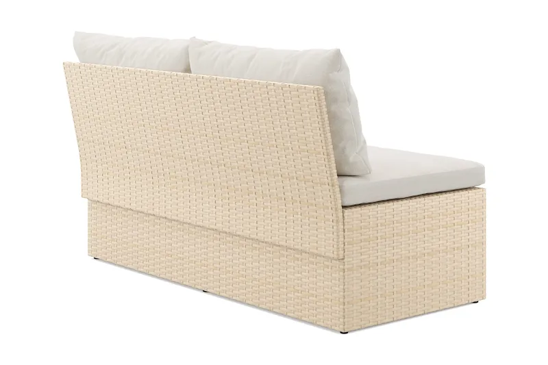 Bahamas Liten Balkongsoffa med dynor och pallar i konstrotting - Beige - Utemöbler - Utesoffor & bänkar - Loungesoffa