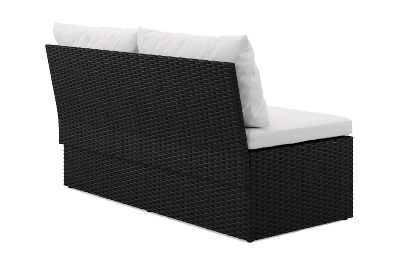 Bahamas Liten Balkongsoffa med dynor och pallar i konstrotting - Svart - Utemöbler - Utesoffor & bänkar - Loungesoffa