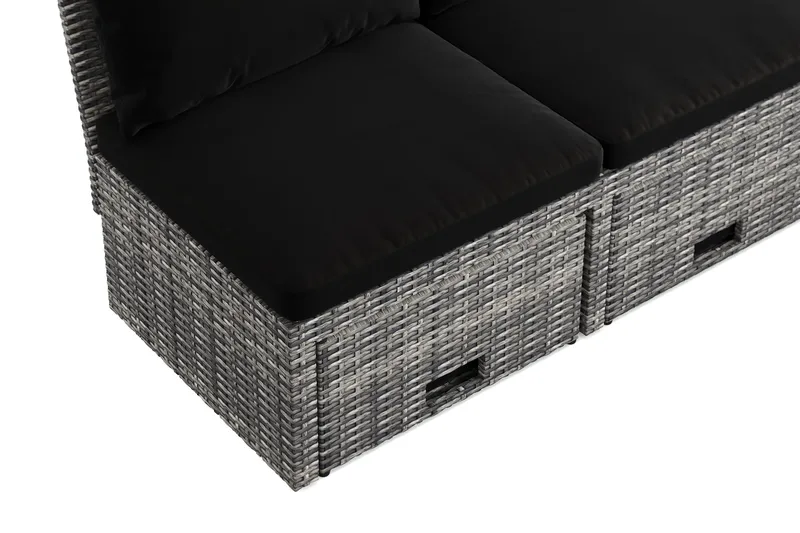 Bahamas Liten Balkongsoffa med dynor och pallar i konstrotting - Grå - Utemöbler - Utesoffor & bänkar - Loungesoffa